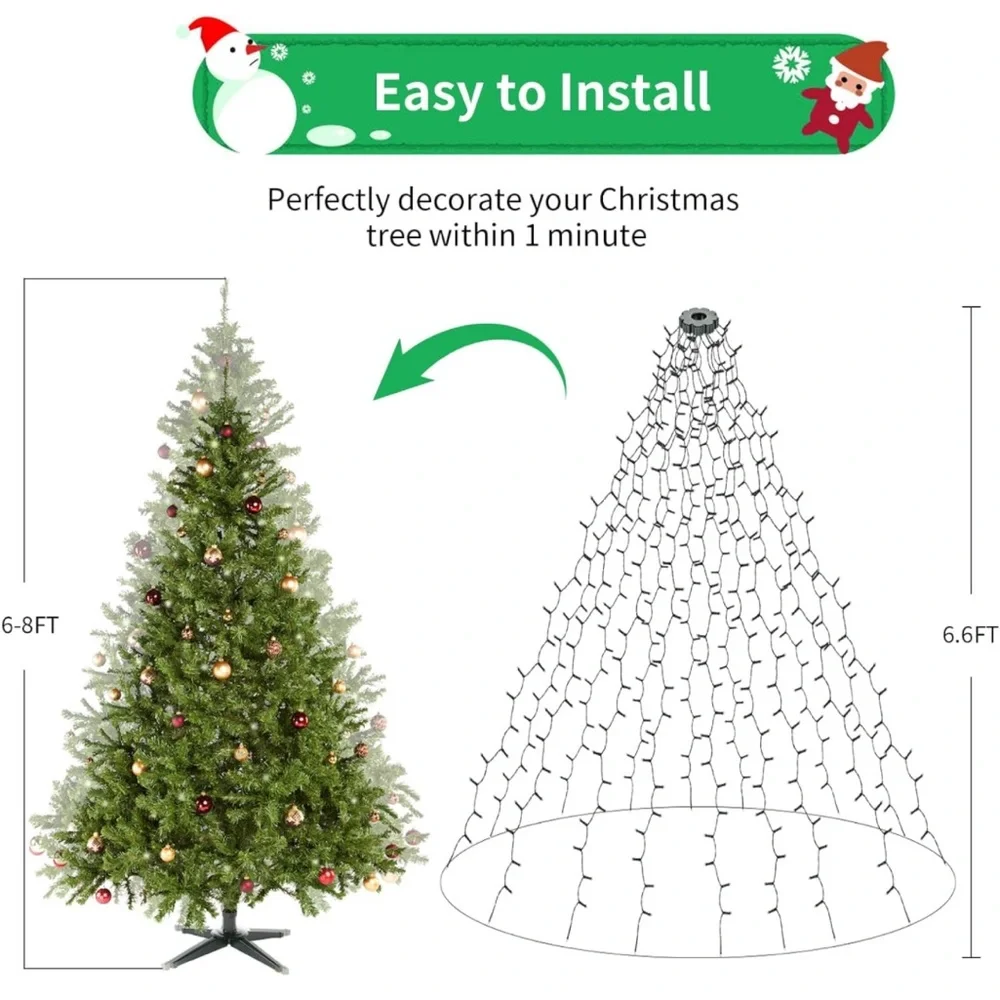 Christmas Tree‎ Lights 400 LED, Christmas Tree, 6.6FT x 16 Lines Fairy Lights